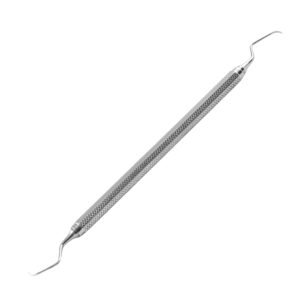 A surgical-grade stainless steel double-ended dental explorer probe featuring flexible, multi-angled ODU 11/12 shanks with micro-fine diagnostic tips and a diamond cross-hatched textured handle on a white background.