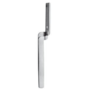 A medical-grade surgical stainless steel double-ended periodontal explorer probe featuring long, slender, contra-angled shanks with micro-fine hook tips and a tightly textured fine cross-hatched cylindrical handle isolated on a solid white background.