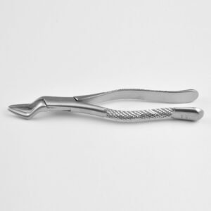 Professional medical-grade stainless steel upper root extraction forceps Fig. 32A with a textured ergonomic handle as shown in 19.jpg.