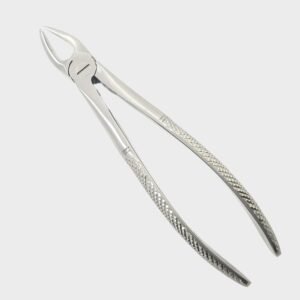 Professional medical-grade stainless steel universal upper premolar extraction forceps with a textured ergonomic grip handle as shown in 28.jpg.