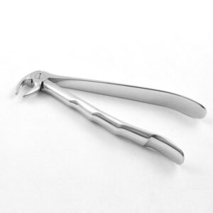 Professional medical-grade stainless steel lower molar extraction forceps featuring an ergonomic wave-contoured handle as shown in 31.jpg.