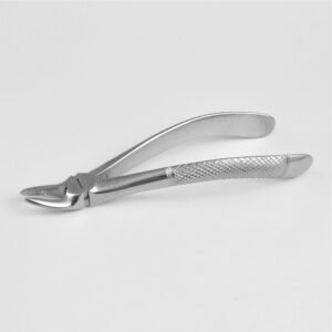 Professional medical-grade stainless steel universal upper extraction forceps Fig. 1 featuring a textured ergonomic grip handle as shown in 35.jpg.