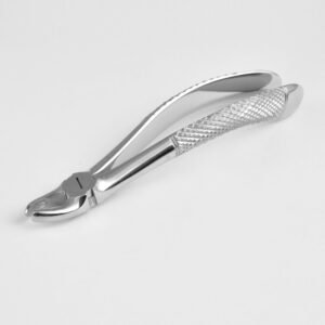 Professional medical-grade stainless steel universal upper molar extraction forceps featuring a textured ergonomic grip handle and notched beaks as shown in 37.jpg.
