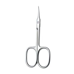 Stainless steel beauty scissors with an ultra-fine curved blade and extra-large finger loops, isolated on a white background as seen in 57.jpg.