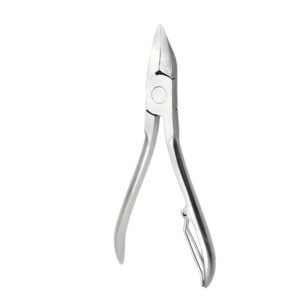 Heavy-duty stainless steel toenail nippers featuring thick, sharp contoured blades and an ergonomic handle with a barrel spring mechanism, shown in 69.jpg against a clean white background.