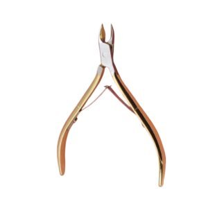 Professional stainless steel cuticle nippers featuring polished rose gold handles, fine micro-precision jaw blades, and a double-spring mechanism, displayed in 78.jpg on a clean white background.