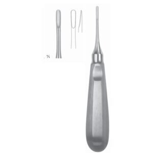 Medical grade stainless steel Apical dental root elevator featuring a straight shank and a tapered, rounded blade for precision tooth extraction, as shown in 86.jpg.