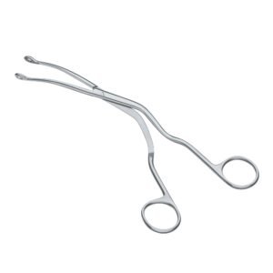 Pelkmann cotton forceps featuring curved, oval serrated jaws and a ring handle made of premium surgical stainless steel.