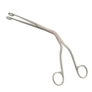 Bozeman cotton forceps featuring an S-curved shank and oval serrated jaws made of surgical-grade stainless steel.