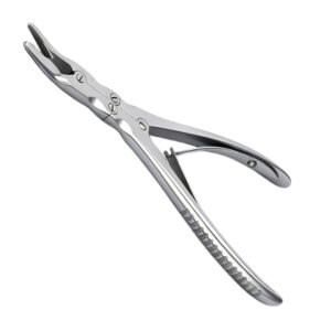 Medical-grade stainless steel multi-joint surgical bone cutting forceps with curved sharp jaws for heavy-duty orthopedic bone resection.
