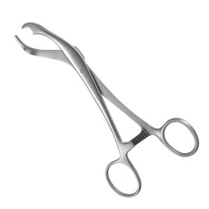 A side view of a Verbrugge bone holding forceps made of stainless steel, showing its curved, serrated jaws and a speed lock ratchet mechanism on a white background, labeled 226.jpg.