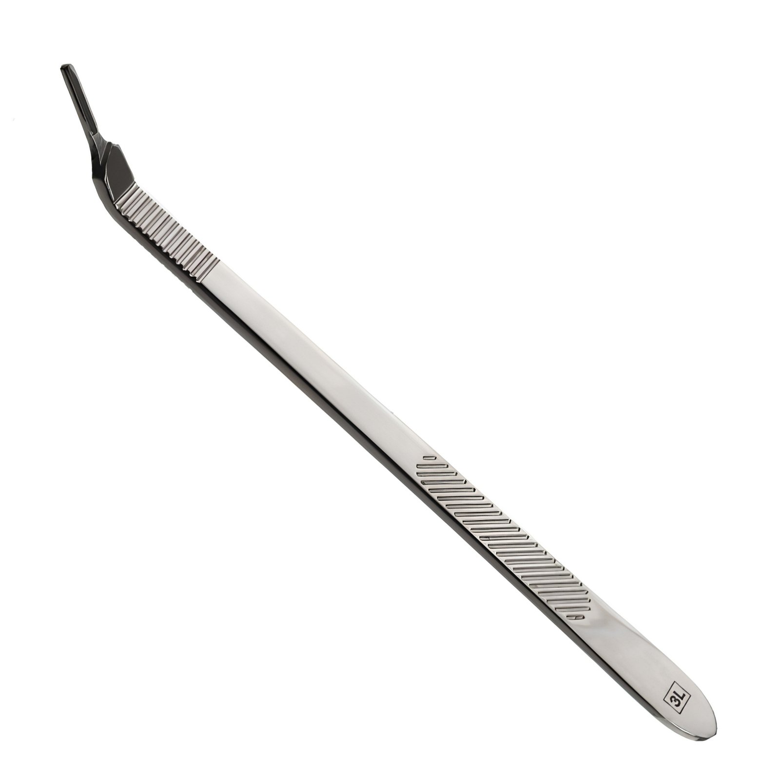 A premium 3L stainless steel surgical scalpel handle with an angled tip and dual ribbed grip sections, shown on a white background.