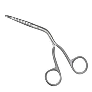 Hartmann nasal dressing forceps with a classic bayonet-shaped shank, slender straight jaws, and ring handles, made of premium surgical stainless steel and pictured in 4.jpg.