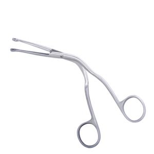 Pelkmann cotton forceps featuring a double-curved shank, ring handles, and spoon-shaped serrated jaws, made of premium surgical stainless steel as shown in 6.jpg.