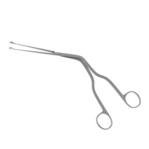 Bozeman cotton forceps featuring an elongated S-curved shank and ring handles with fine oval serrated tips, constructed from medical-grade surgical stainless steel as shown in 8.jpg.